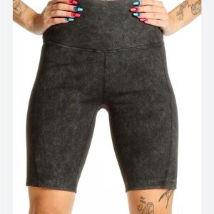 Zella Ribbed High Rise Biker Shorts Gray Athleisure Yoga Gym Workout Medium